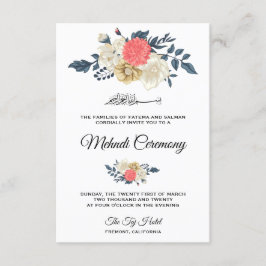Tarjeta De Recepción Elegante ceremonia islámica de Mehndi floral de me