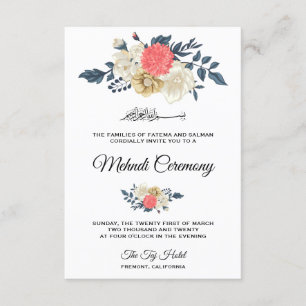 Tarjeta De Recepción Elegante ceremonia islámica de Mehndi floral de me