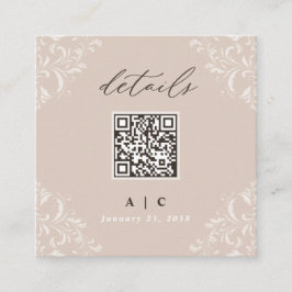 Tarjeta De Recepción Elegante Champagne Tan Boda de código QR Detalles