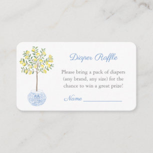 Tarjeta De Recepción Elegante Chinoiserie Diaper Raffle Boy Baby Shower