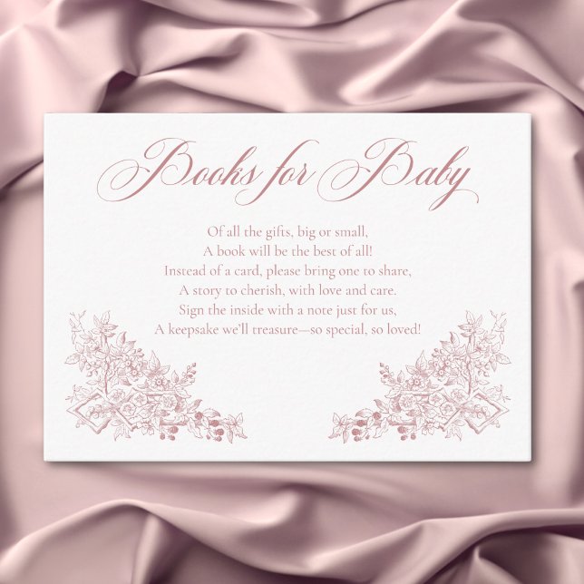 Tarjeta De Recepción Elegante Chinoiserie rosada Naturaleza Pájaros Lib (Elegant Pink Chinoiserie Nature Birds Books Baby Enclosure Card)