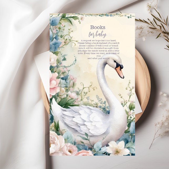 Tarjeta De Recepción Elegante Cisne floral Rubor Libros rosas para bebé (Subido por el creador)