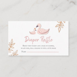 Tarjeta De Recepción Elegante Cisne Rosa Baby Shower Diaper Raffle
