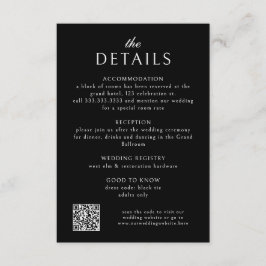 Tarjeta De Recepción Elegante clásico Boda de código QR negro formal