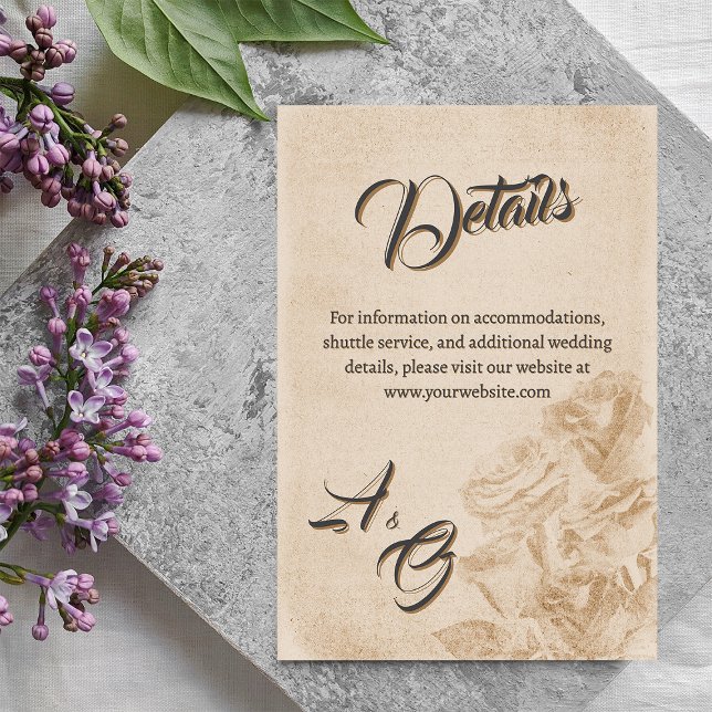 Tarjeta De Recepción Elegante clásico floral rústico Boda detalles 1 (Subido por el creador)