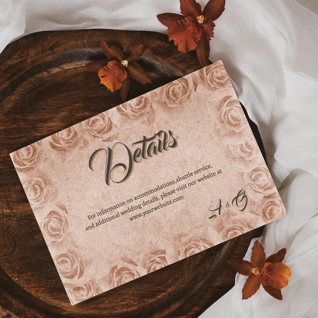Tarjeta De Recepción Elegante clásico floral rústico Boda detalles 3 (Subido por el creador)