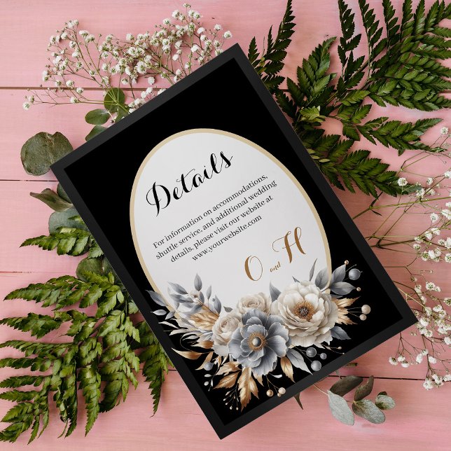 Tarjeta De Recepción Elegante clásico floral rústico Boda Detalles 5 (Subido por el creador)
