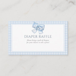 Tarjeta De Recepción Elegante Clásico Gingham Blue Bow Diaper Raffle