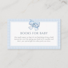 Tarjeta De Recepción Elegante Clásico Gingham Blue Bow Libros Para Bebé