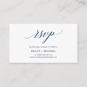 Tarjeta De Recepción Elegante clásico, guión azul marino, Fiesta RSVP