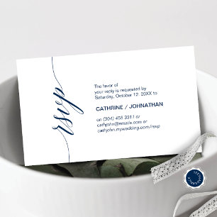 Tarjeta De Recepción Elegante clásico, guión azul marino, Fiesta RSVP