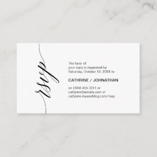 Tarjeta De Recepción Elegante clásico, guión negro, Fiesta RSVP