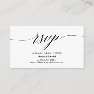 Tarjeta De Recepción Elegante clásico, guión negro, respuesta RSVP
