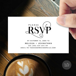 Tarjeta De Recepción Elegante clásico, guión negro, respuesta RSVP