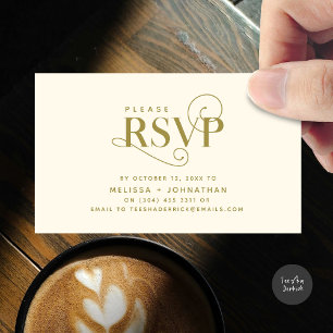 Tarjeta De Recepción Elegante clásico, guión negro, respuesta RSVP