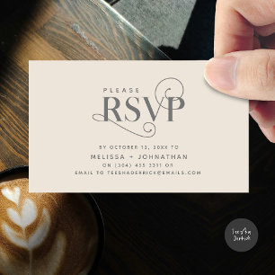Tarjeta De Recepción Elegante clásico, guión negro, respuesta RSVP