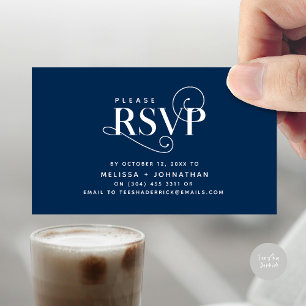 Tarjeta De Recepción Elegante clásico, guión negro, respuesta RSVP