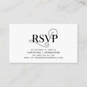 Tarjeta De Recepción Elegante clásico, guión negro, respuesta RSVP