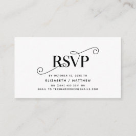 Tarjeta De Recepción Elegante clásico, guión negro, respuesta RSVP