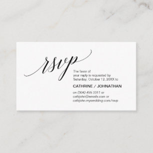 Tarjeta De Recepción Elegante clásico mínimo, guión negro, RSVP