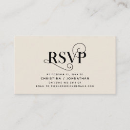 Tarjeta De Recepción Elegante Classic, Black and Cream, RSVP responde