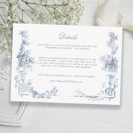 Tarjeta De Recepción Elegante Classic Dusty Blue Floral Francesa