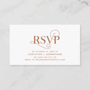 Tarjeta De Recepción Elegante Classic, fuente de cobre, respuesta RSVP