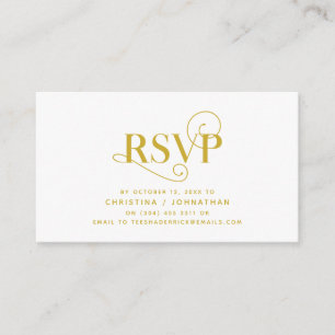 Tarjeta De Recepción Elegante Classic, Gold Script, RSVP responder