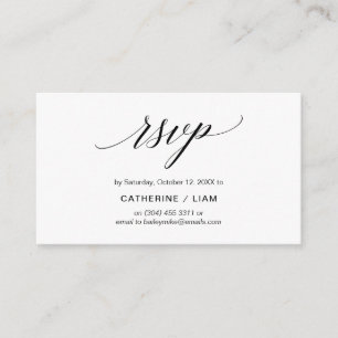 Tarjeta De Recepción Elegante Classic, Navy Blue Script, Fiesta RSVP