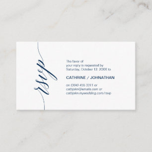 Tarjeta De Recepción Elegante Classic, Navy Blue Script, Fiesta RSVP