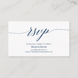 Tarjeta De Recepción Elegante Classic, Navy Blue Script, RSVP responder
