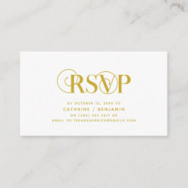 Tarjeta De Recepción Elegante Classy, amarillo con guión dorado, RSVP r