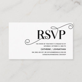 Tarjeta De Recepción Elegante Classy, Black Script, RSVP responden