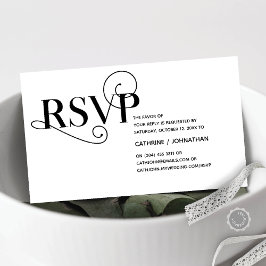 Tarjeta De Recepción Elegante Classy, Black Script, RSVP responden