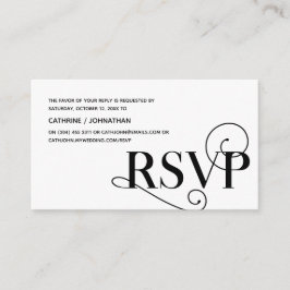 Tarjeta De Recepción Elegante Classy, Black Script, RSVP responden