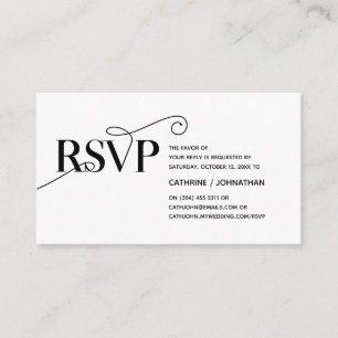 Tarjeta De Recepción Elegante Classy, Black Script, RSVP responden