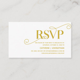 Tarjeta De Recepción Elegante Classy, Gold Script, RSVP responden