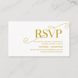 Tarjeta De Recepción Elegante Classy, Gold Script, RSVP responder