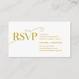 Tarjeta De Recepción Elegante Classy, Gold Script, RSVP responder