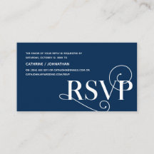 Elegante Classy, Navy Blue Script, RSVP responden