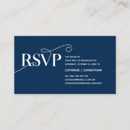 Tarjeta De Recepción Elegante Classy, Navy Blue Script, RSVP responden