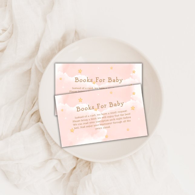 Tarjeta De Recepción Elegante Cloud Nueve Estrellas Libros Para Baby Sh (Elegant Cloud Nine Stars Books For Baby Shower Enclosure Card)