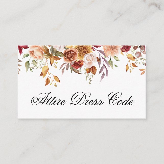 Tarjeta De Recepción Elegante Código de vestimenta de Boda Boho Wildflo (Anverso)