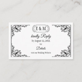 Tarjeta De Recepción Elegante Código Gótico Monograma QR RSVP