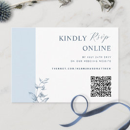Tarjeta De Recepción Elegante código QR azul turbio Boda RSVP