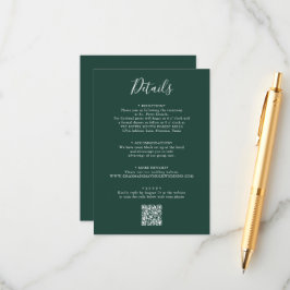 Tarjeta De Recepción Elegante código QR Boda de escritura verde esmeral