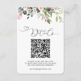 Tarjeta De Recepción Elegante Código QR Botánico de Eucalipto para Boda