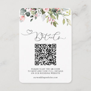 Tarjeta De Recepción Elegante Código QR Botánico de Eucalipto para Boda