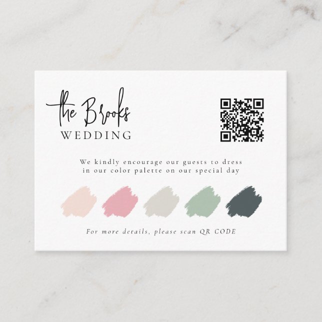Tarjeta De Recepción Elegante Código QR Código Boda Vestido Código Inse (Anverso)