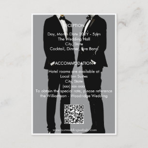 Tarjeta De Recepción Elegante Código QR de Boda Gay Modernos Hombres Ne